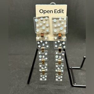 Open Edit Gold and Clear Geometric Long‎ Drop Earrings *NWT*